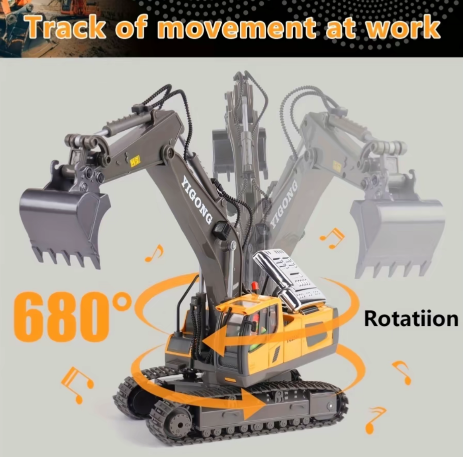 Remote Control Excavator, Bulldozer, Dump Truck, Construction Vehicle Toy with Light & Sound, Perfect Gift
