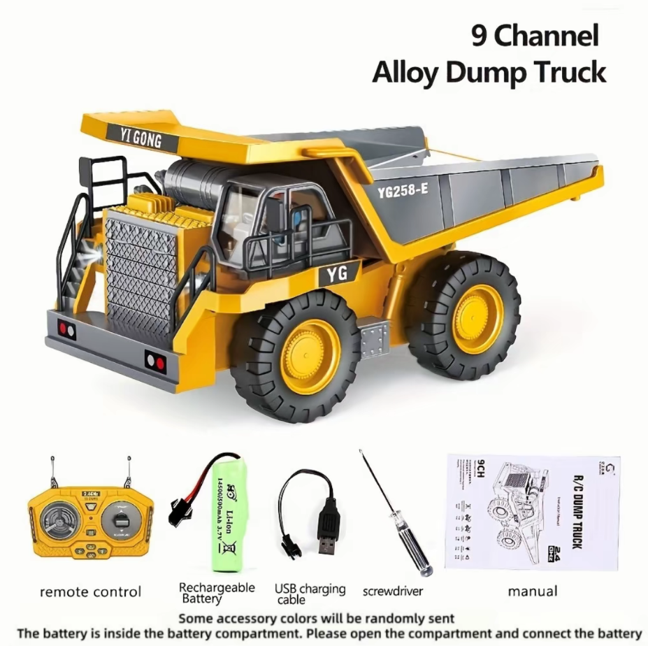 Remote Control Excavator, Bulldozer, Dump Truck, Construction Vehicle Toy with Light & Sound, Perfect Gift
