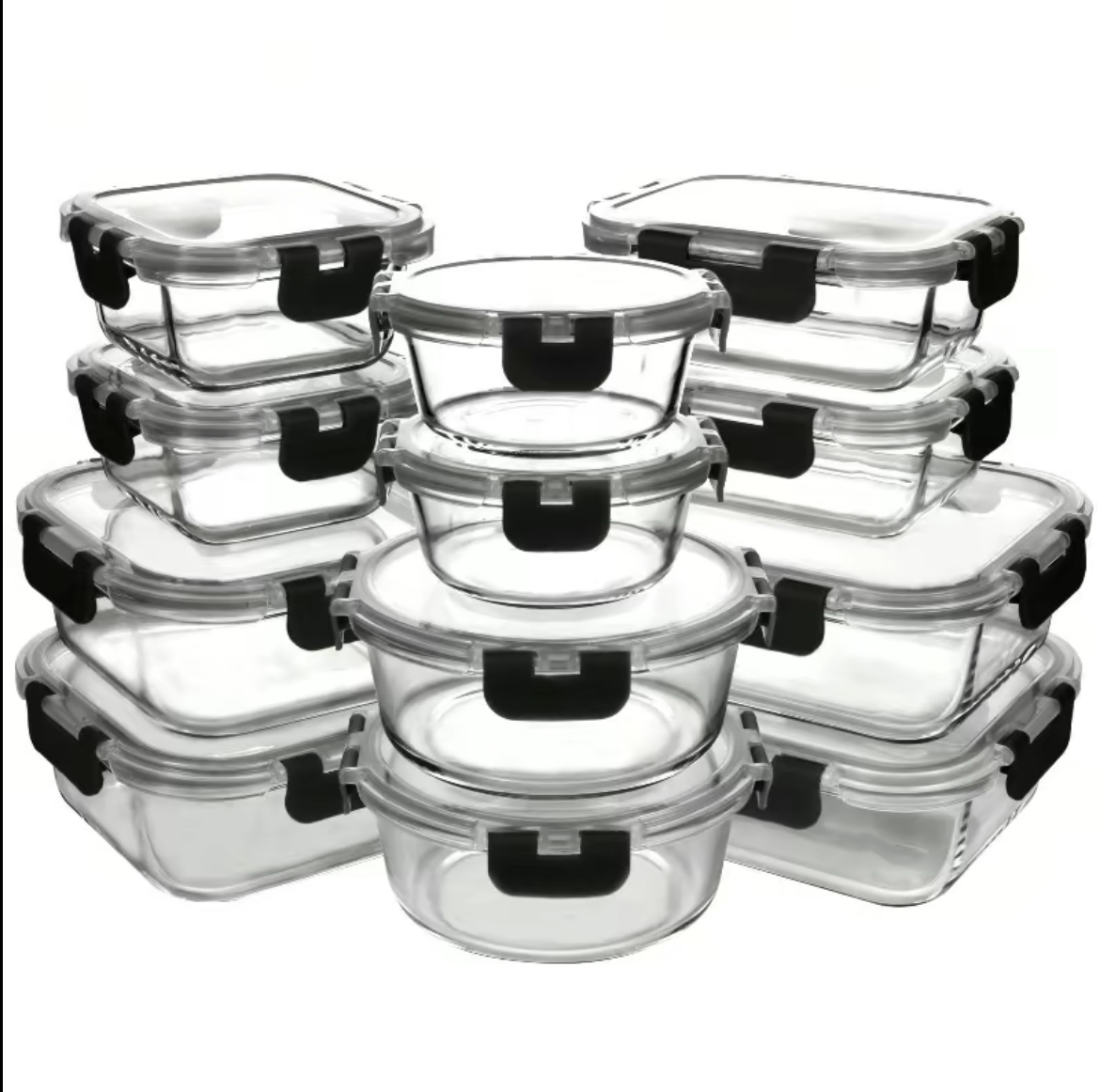 Recipientes de Cristal Para Alimentos - 24 Piezas (12 recipientes y 12 tapas) - Apto lavavajillas