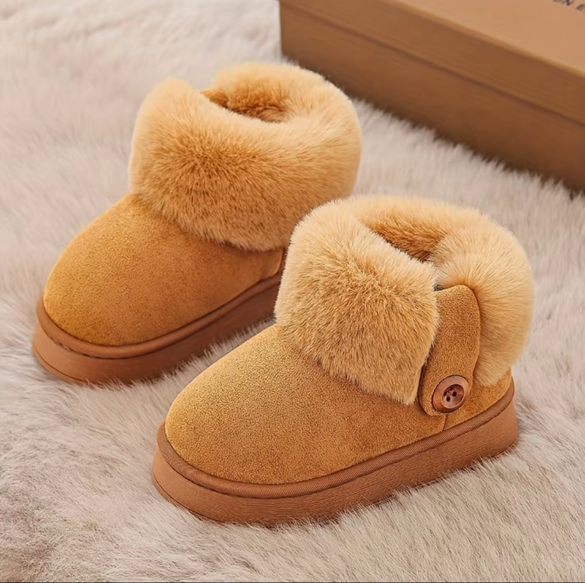 New Winter Kids Plush Boots, Boys Girls Warm Breathable Snow Boots, Thickened Anti-Slip Soft Sole, Cold-Proof Shoes