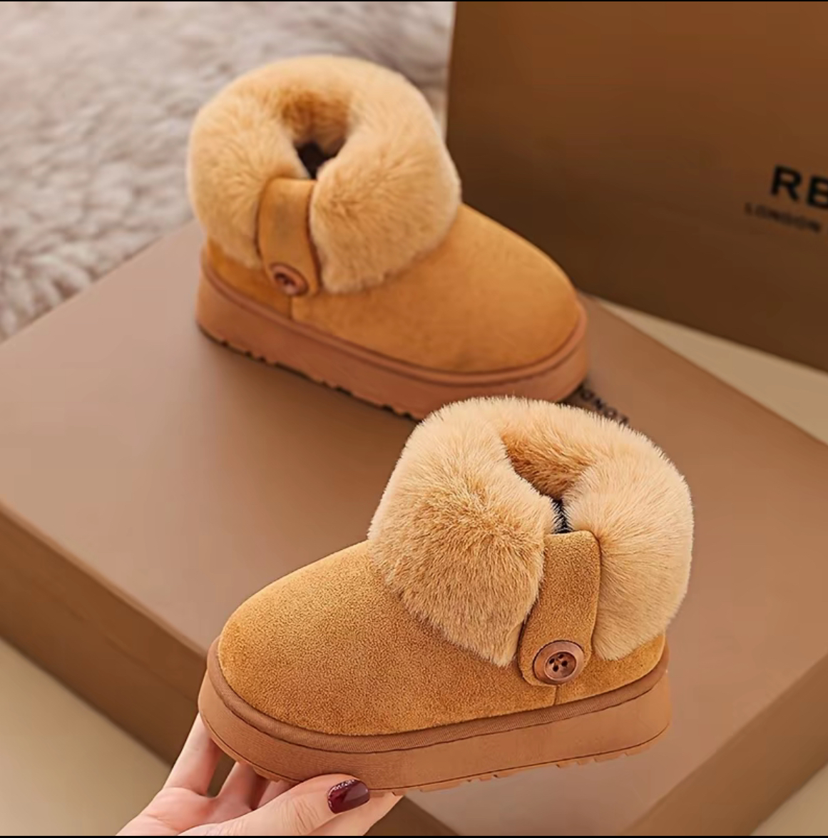 New Winter Kids Plush Boots, Boys Girls Warm Breathable Snow Boots, Thickened Anti-Slip Soft Sole, Cold-Proof Shoes