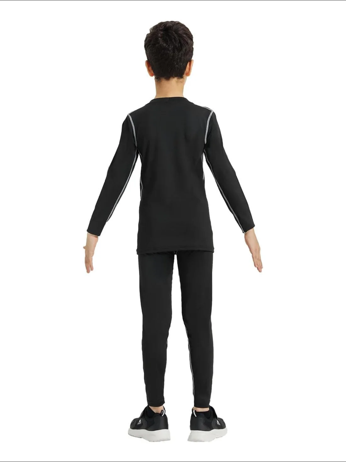 Boy's Plain Top Stitching Thermal Underwear Set, Casual Long Sleeve Tee & Leggings, Casual Comfy Thermal Set for Fall & Winter