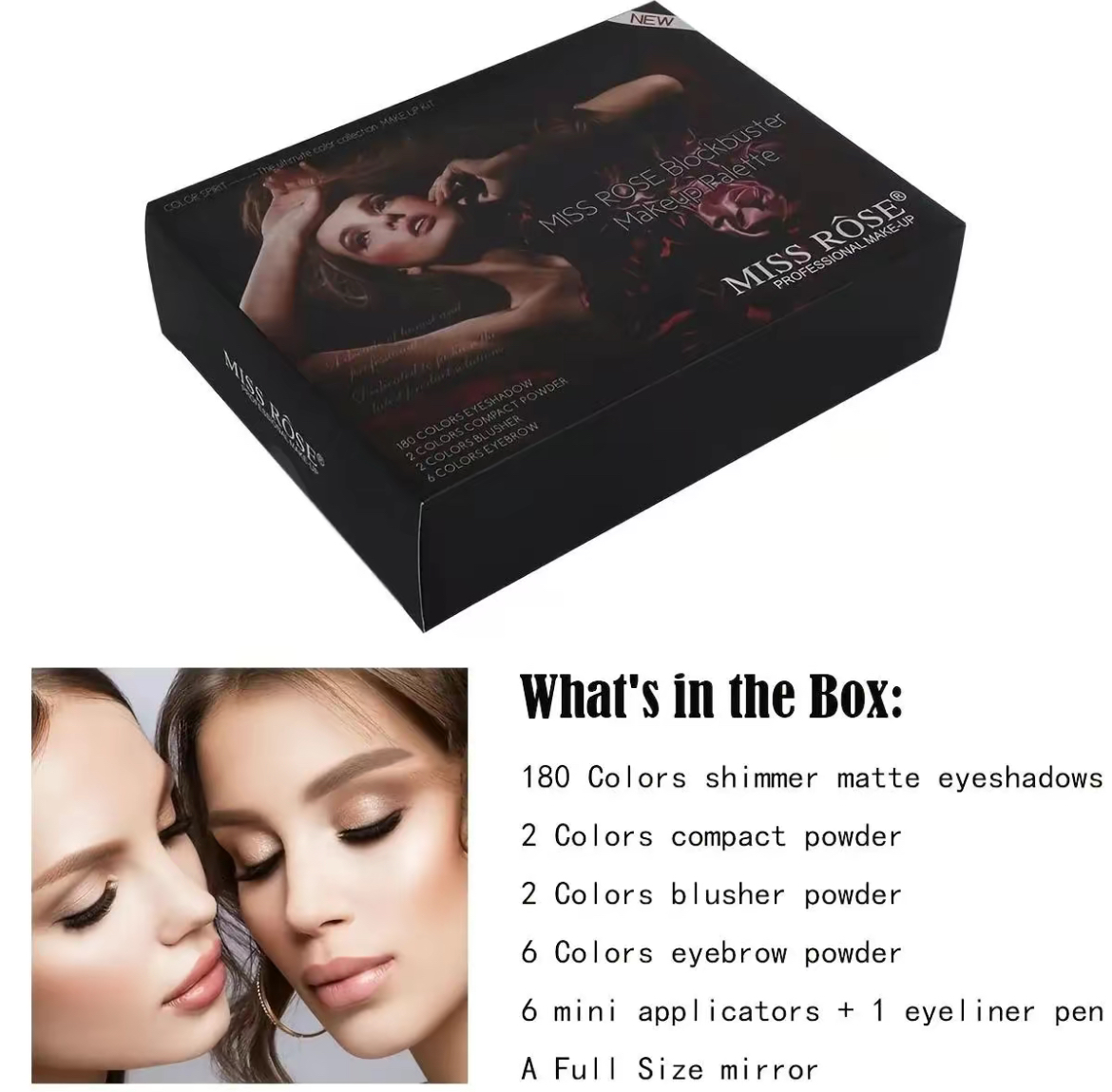 Makeup Palette, Including Matte Eyeshadow, Compact Powder, Blusher Powder, Eyebrow Powder, Brush, Eyeliner Pen & Mirror, Makeup Set, Summer Makeup, Makeup Gift Set