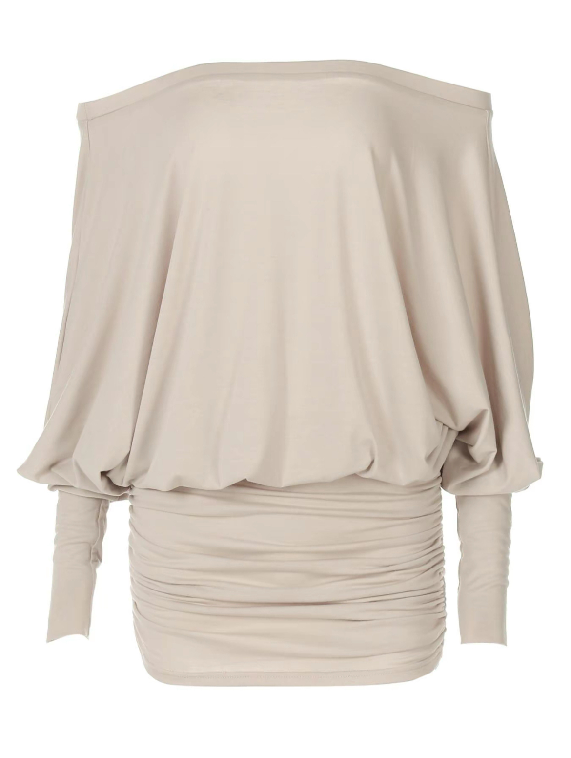 Women's Sheer Ruched Party Dress, Off-The-Shoulder Long Sleeve Women's Mini Dress for Spring & Fall