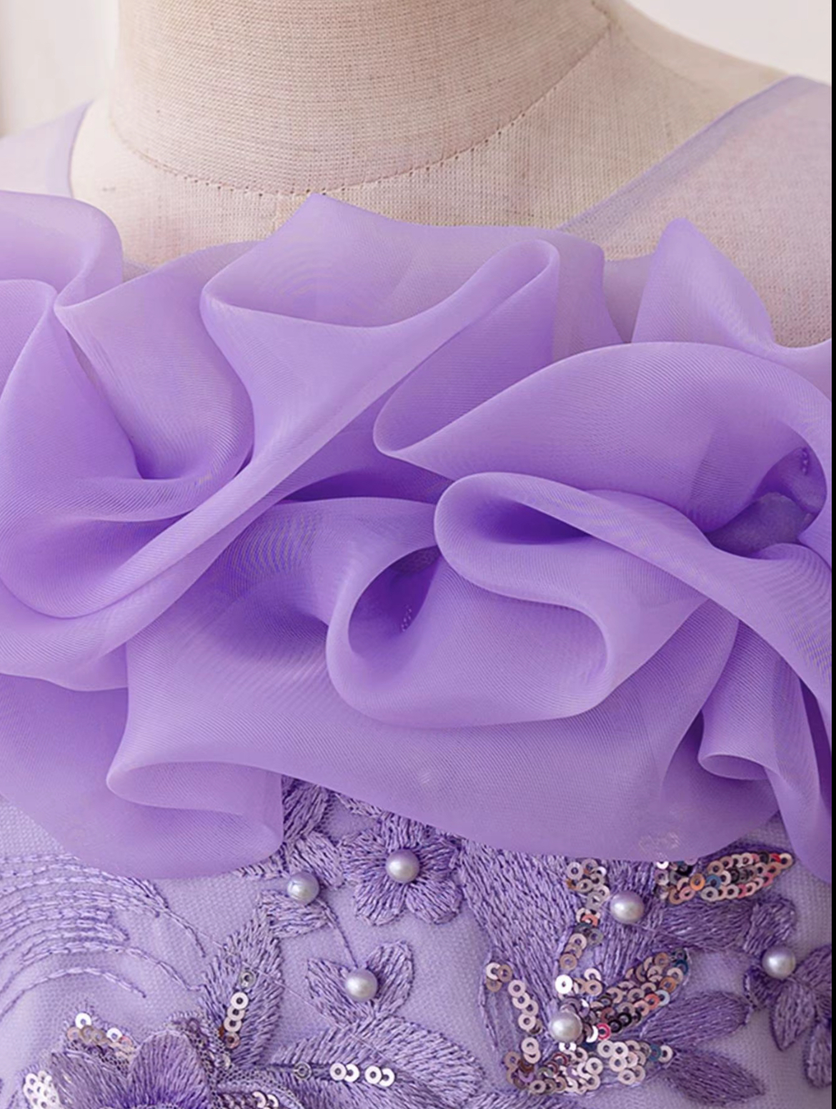 Girl's Floral Embroidery Layered Tulle Formal Dress, Elegant Party Dress for Performance Show Wear, Kids Clothes for All Seasons