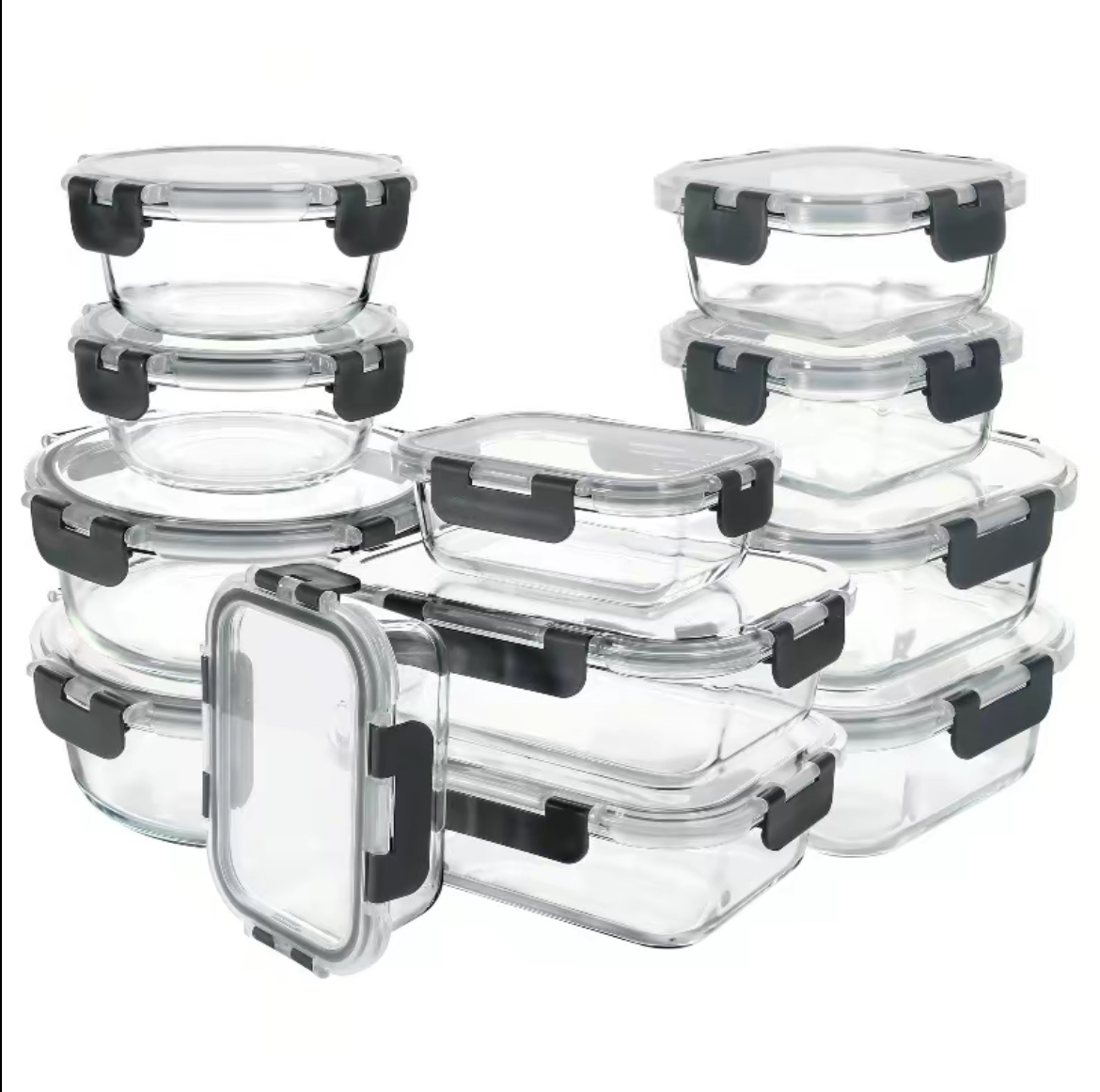 Recipientes de Cristal Para Alimentos - 24 Piezas (12 recipientes y 12 tapas) - Apto lavavajillas