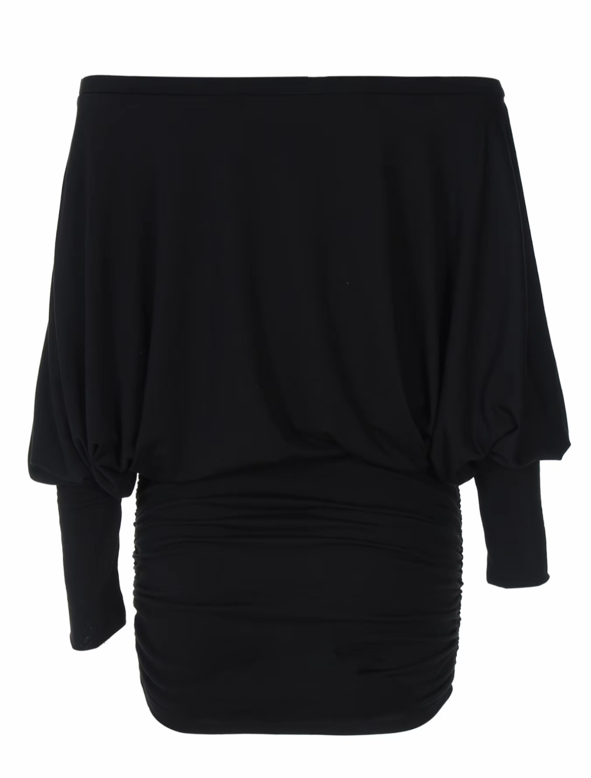 Women's Sheer Ruched Party Dress, Off-The-Shoulder Long Sleeve Women's Mini Dress for Spring & Fall