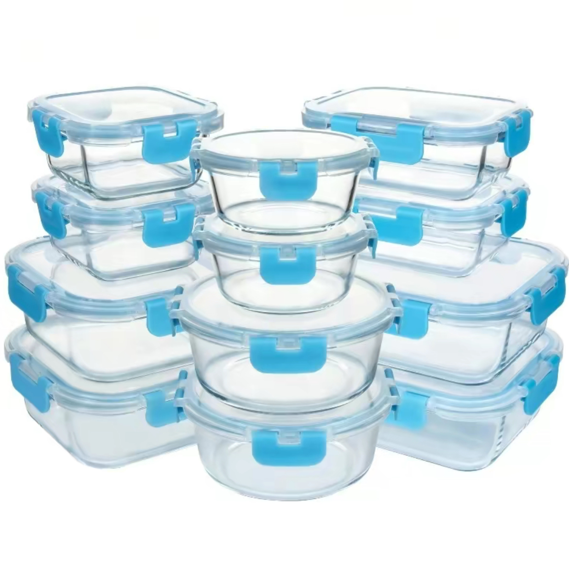 Recipientes de Cristal Para Alimentos - 24 Piezas (12 recipientes y 12 tapas) - Apto lavavajillas