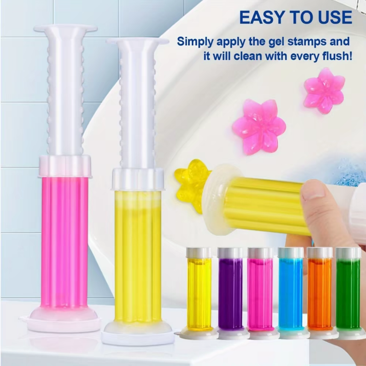 Toilet Gel Stamp, 6pcs/set Flower Pattern Toilet Gel Cleaner, Toilet Cleaning Gel, Toilet Cleaner, Bathroom Cleaning Supplies