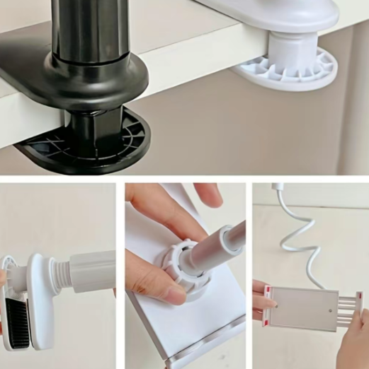 360-Degree Rotating Tablet & Phone Stand, Adjustable Bedside Mount with Flexible Spiral Base, Perfect Bedside Companion for Tablets and Smartphones, Tablet Holder