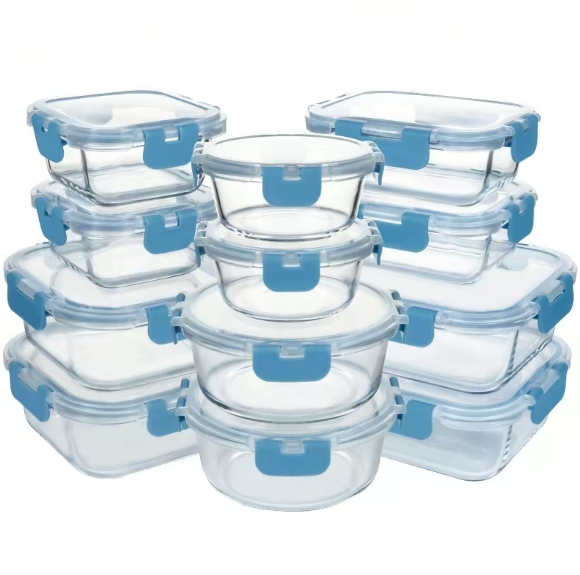 Recipientes de Cristal Para Alimentos - 24 Piezas (12 recipientes y 12 tapas) - Apto lavavajillas