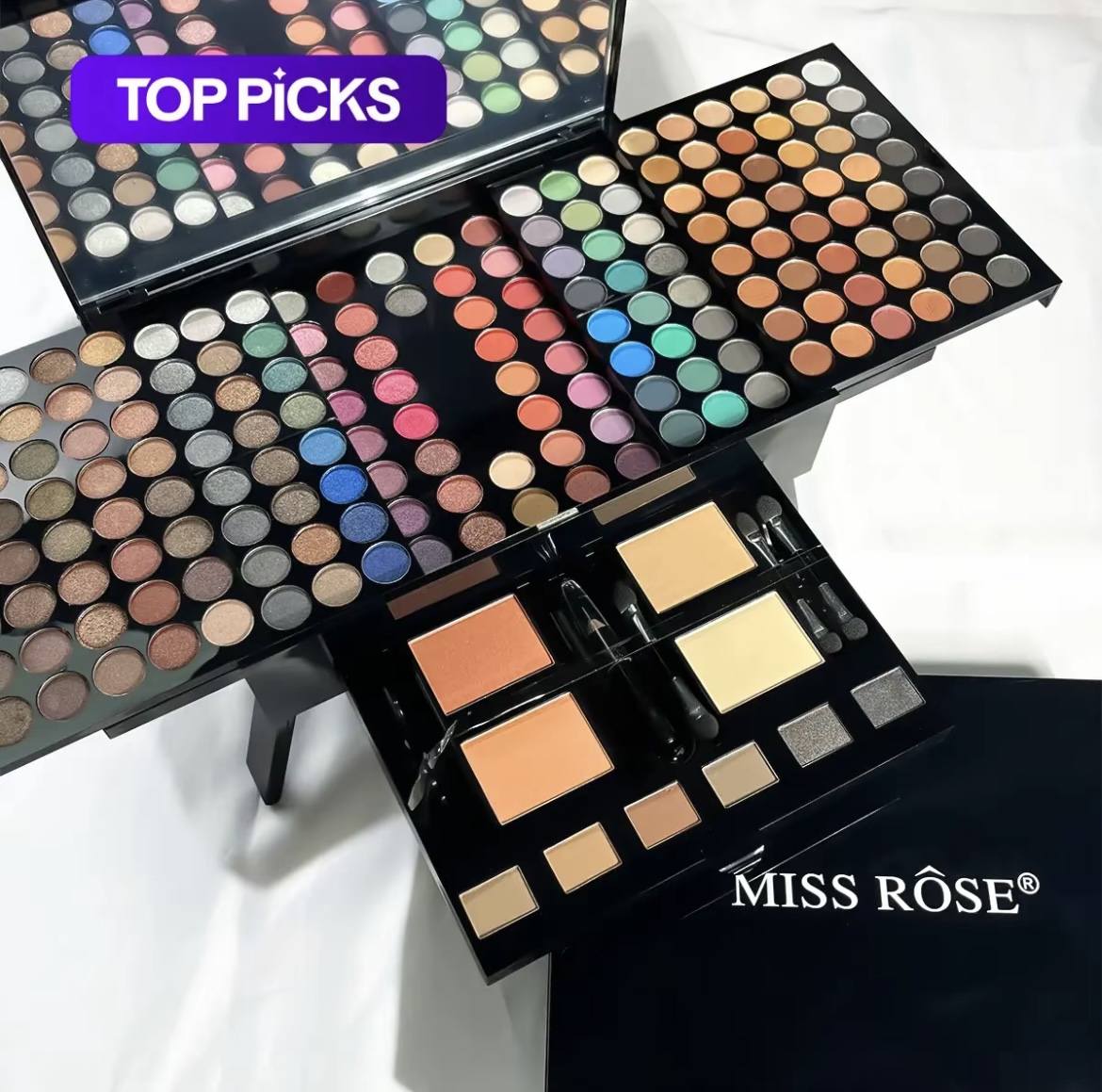 Makeup Palette, Including Matte Eyeshadow, Compact Powder, Blusher Powder, Eyebrow Powder, Brush, Eyeliner Pen & Mirror, Makeup Set, Summer Makeup, Makeup Gift Set