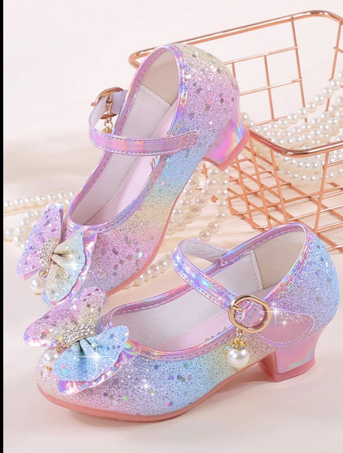 Girl's Fashionable Rhinestone & Faux Pearl Decorated Butterfly Design Flat Shoes, Elegant Sequin Decorated Mary Janes Shoes for Party, Daily Clothing Decor, Bowknot Design Shoes