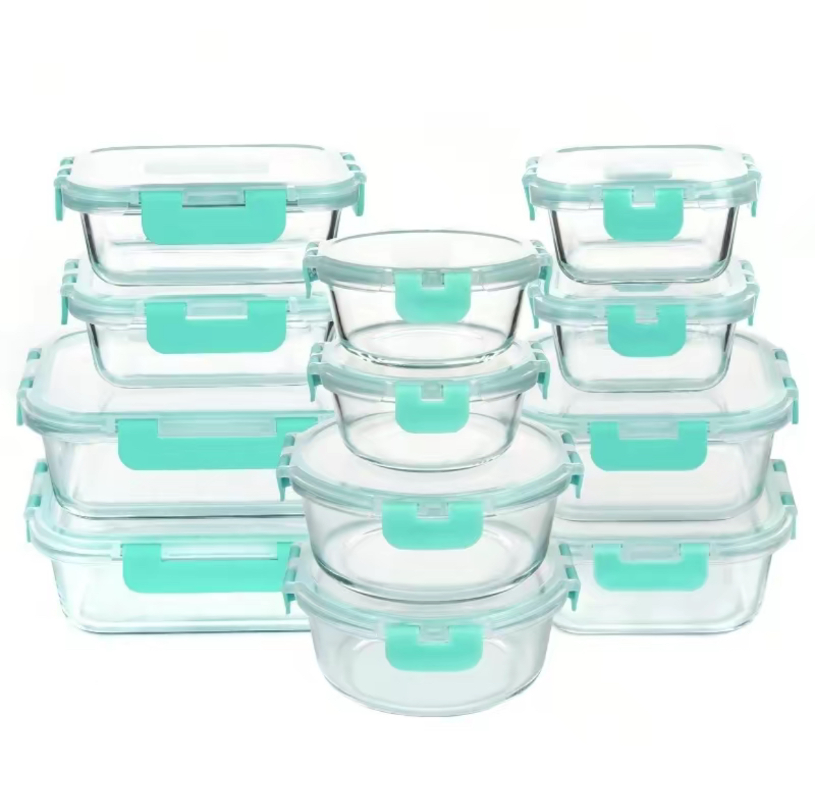 Recipientes de Cristal Para Alimentos - 24 Piezas (12 recipientes y 12 tapas) - Apto lavavajillas