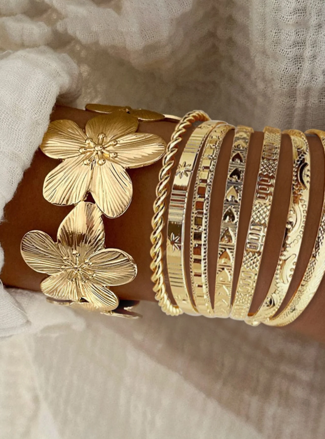 Women's Heart Cuff Bracelets Set, Casual Zinc Alloy Jewelry for All Seasons, Perfect Gift for Valentine's Day & Birthdays