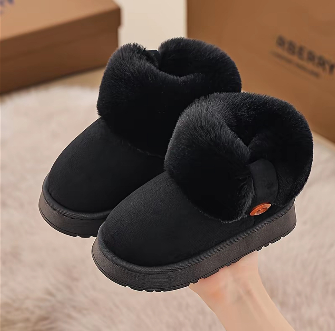 New Winter Kids Plush Boots, Boys Girls Warm Breathable Snow Boots, Thickened Anti-Slip Soft Sole, Cold-Proof Shoes