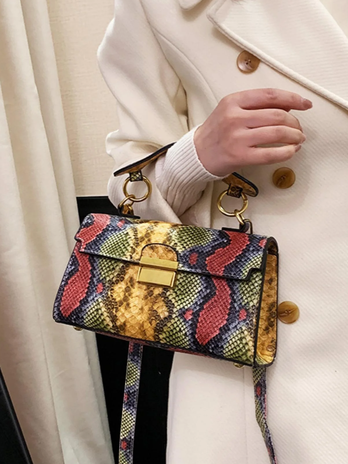 Fashionable Snakeskin Print Handbag, New Fashion Versatile Shoulder Bag, Crossbody Bag for Women, Casual Trendy Versatile High-quality Daily Commuting Bag