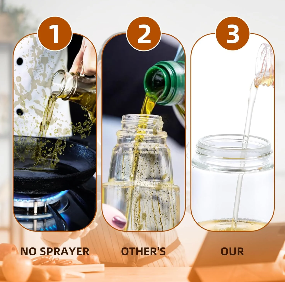 Multifunctional 2 in 1 Glass Oil Dispenser, 1 Count Oil Sprayer with Handle, Oil Dispenser for Cooking, Baking, Frying, Kitchen Utensils & Gadgets #TOP PICKS