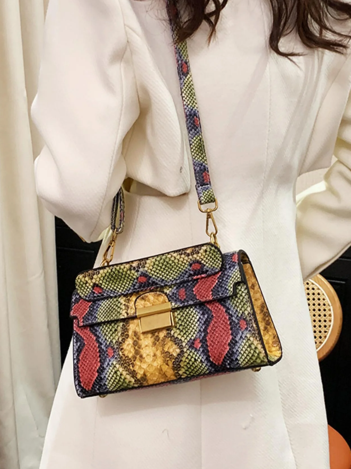 Fashionable Snakeskin Print Handbag, New Fashion Versatile Shoulder Bag, Crossbody Bag for Women, Casual Trendy Versatile High-quality Daily Commuting Bag