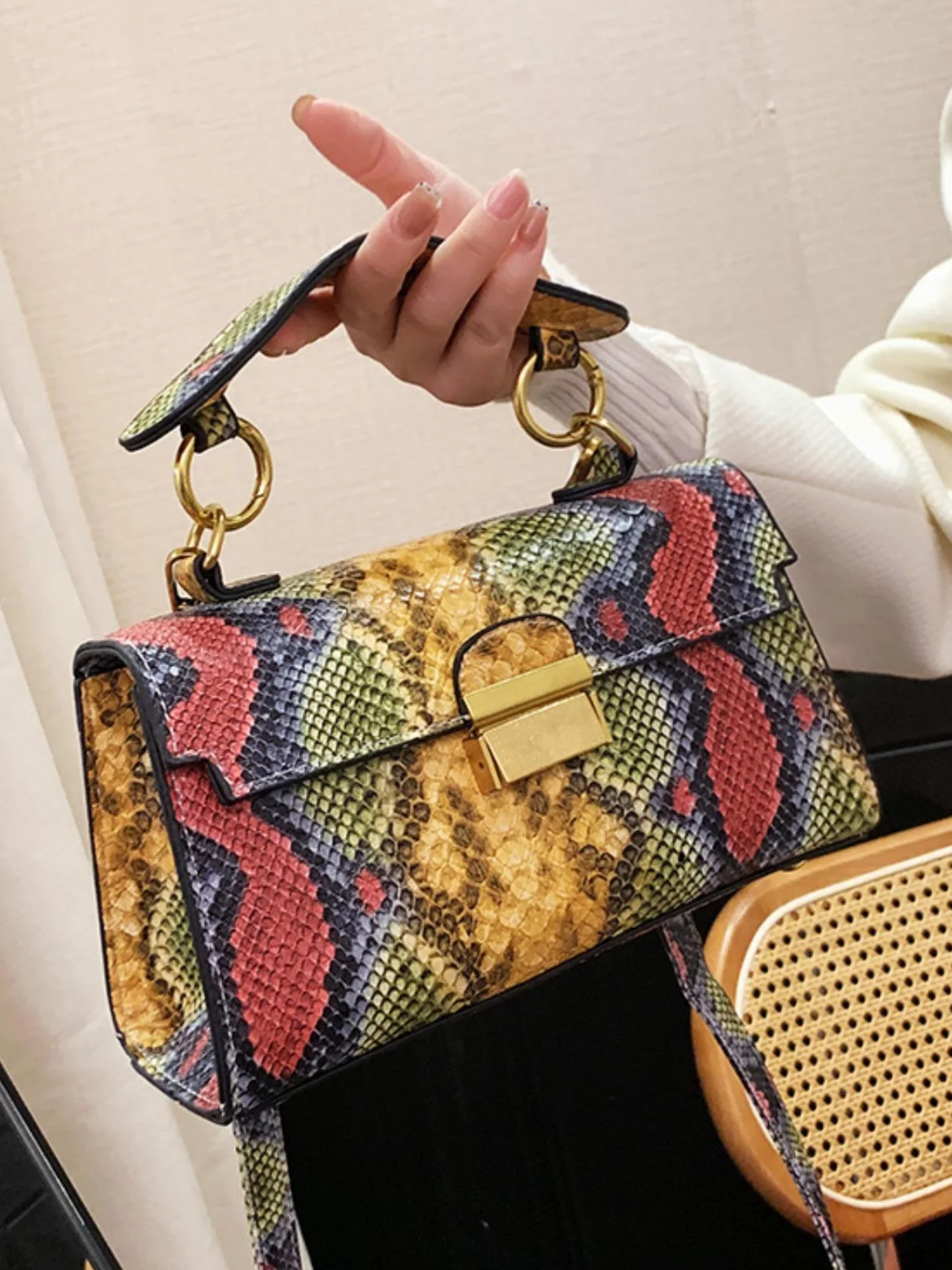 Fashionable Snakeskin Print Handbag, New Fashion Versatile Shoulder Bag, Crossbody Bag for Women, Casual Trendy Versatile High-quality Daily Commuting Bag