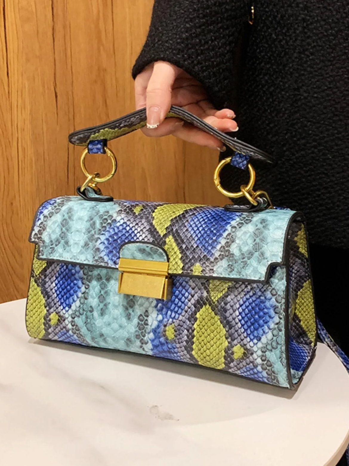 Fashionable Snakeskin Print Handbag, New Fashion Versatile Shoulder Bag, Crossbody Bag for Women, Casual Trendy Versatile High-quality Daily Commuting Bag