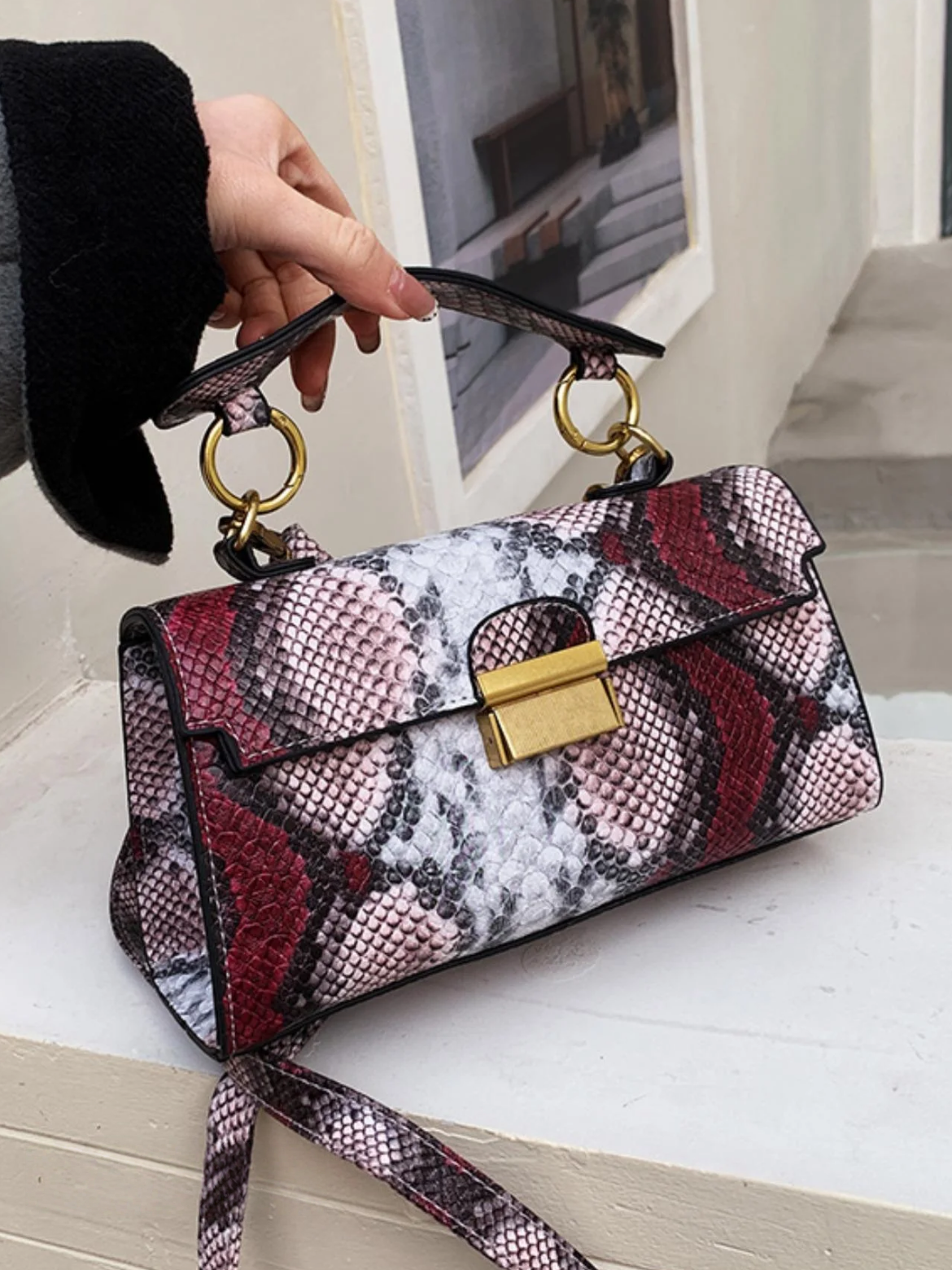 Fashionable Snakeskin Print Handbag, New Fashion Versatile Shoulder Bag, Crossbody Bag for Women, Casual Trendy Versatile High-quality Daily Commuting Bag