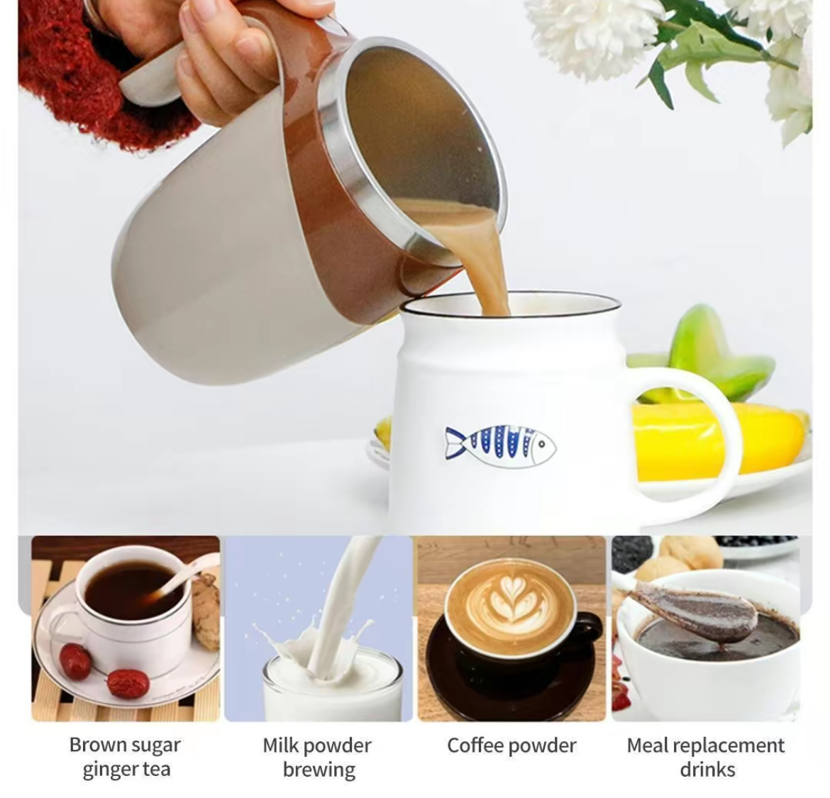 Tasse à agiter automatique, tasse paresseuse pour café, suppléments et boissons de bureau