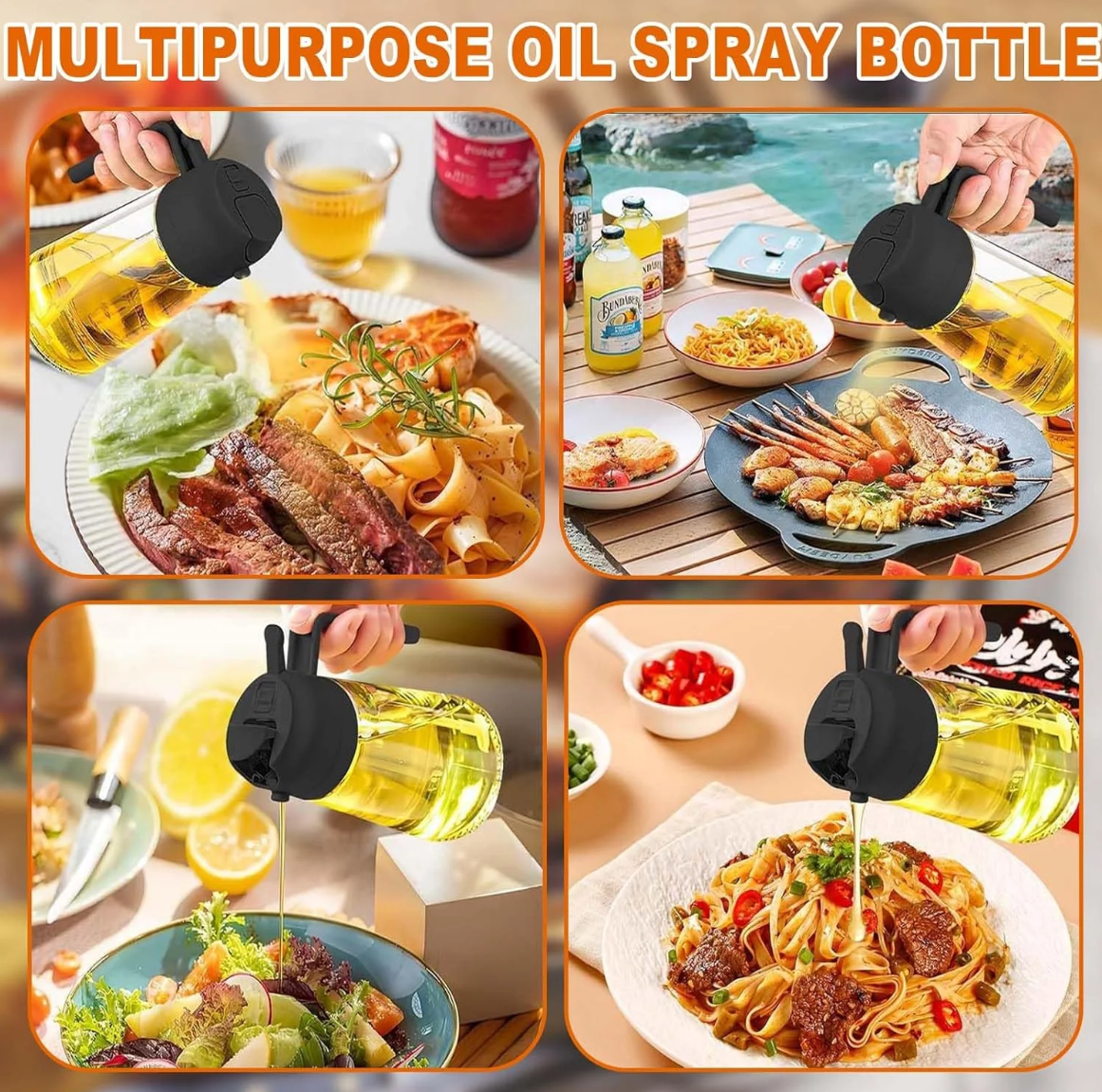 Multifunctional 2 in 1 Glass Oil Dispenser, 1 Count Oil Sprayer with Handle, Oil Dispenser for Cooking, Baking, Frying, Kitchen Utensils & Gadgets #TOP PICKS