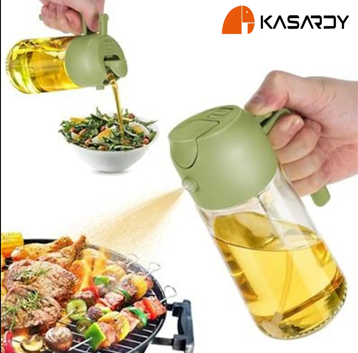 Multifunctional 2 in 1 Glass Oil Dispenser, 1 Count Oil Sprayer with Handle, Oil Dispenser for Cooking, Baking, Frying, Kitchen Utensils & Gadgets #TOP PICKS