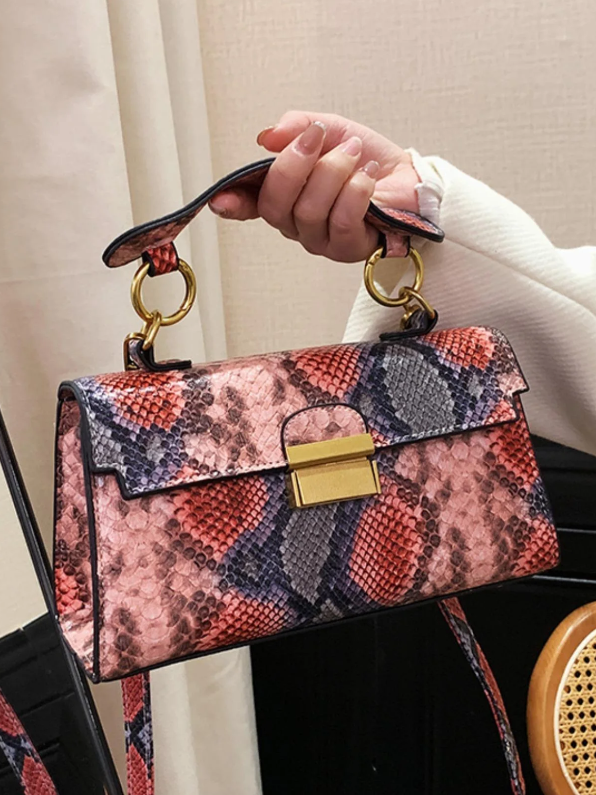 Fashionable Snakeskin Print Handbag, New Fashion Versatile Shoulder Bag, Crossbody Bag for Women, Casual Trendy Versatile High-quality Daily Commuting Bag