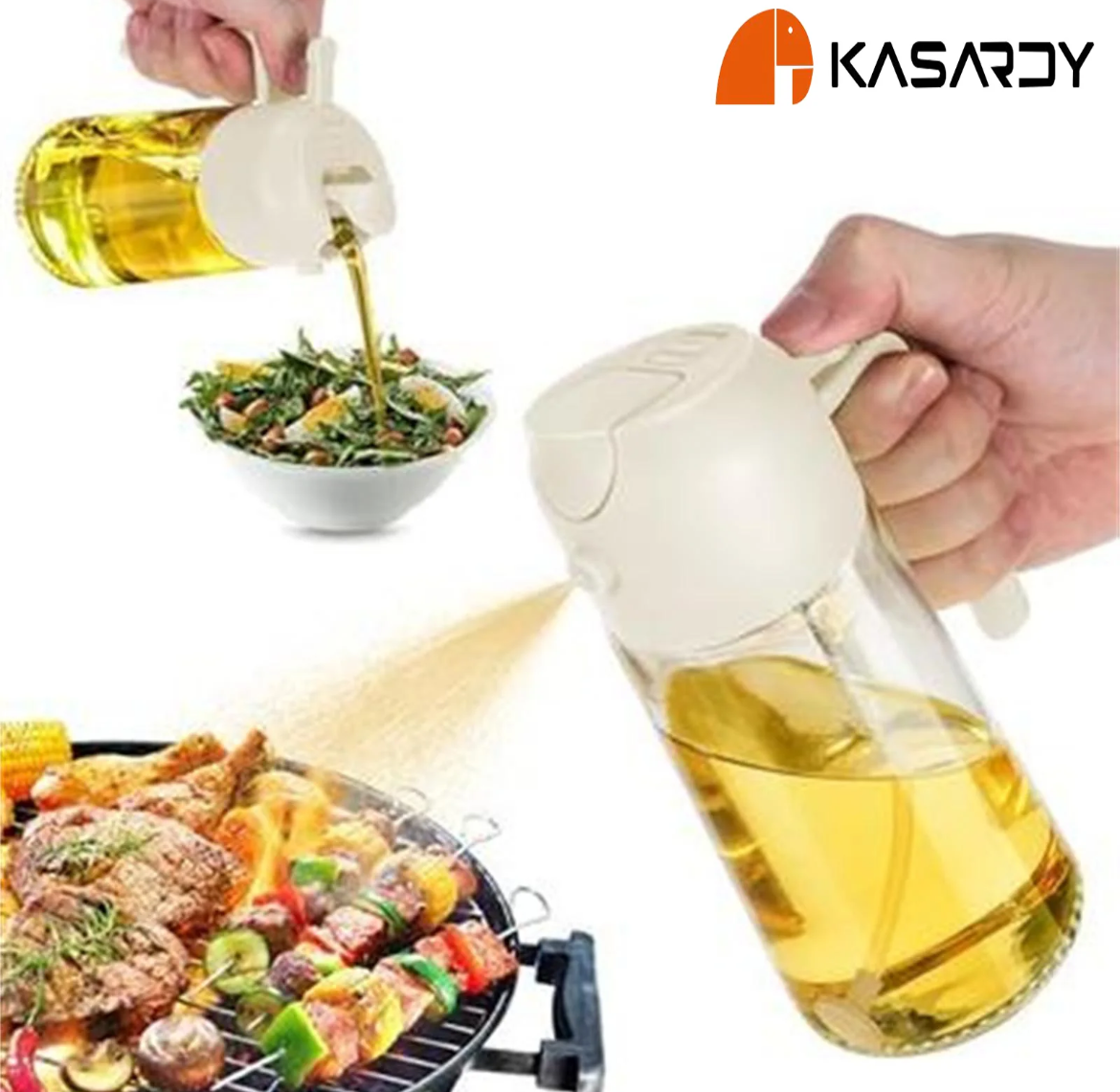 Multifunctional 2 in 1 Glass Oil Dispenser, 1 Count Oil Sprayer with Handle, Oil Dispenser for Cooking, Baking, Frying, Kitchen Utensils & Gadgets #TOP PICKS