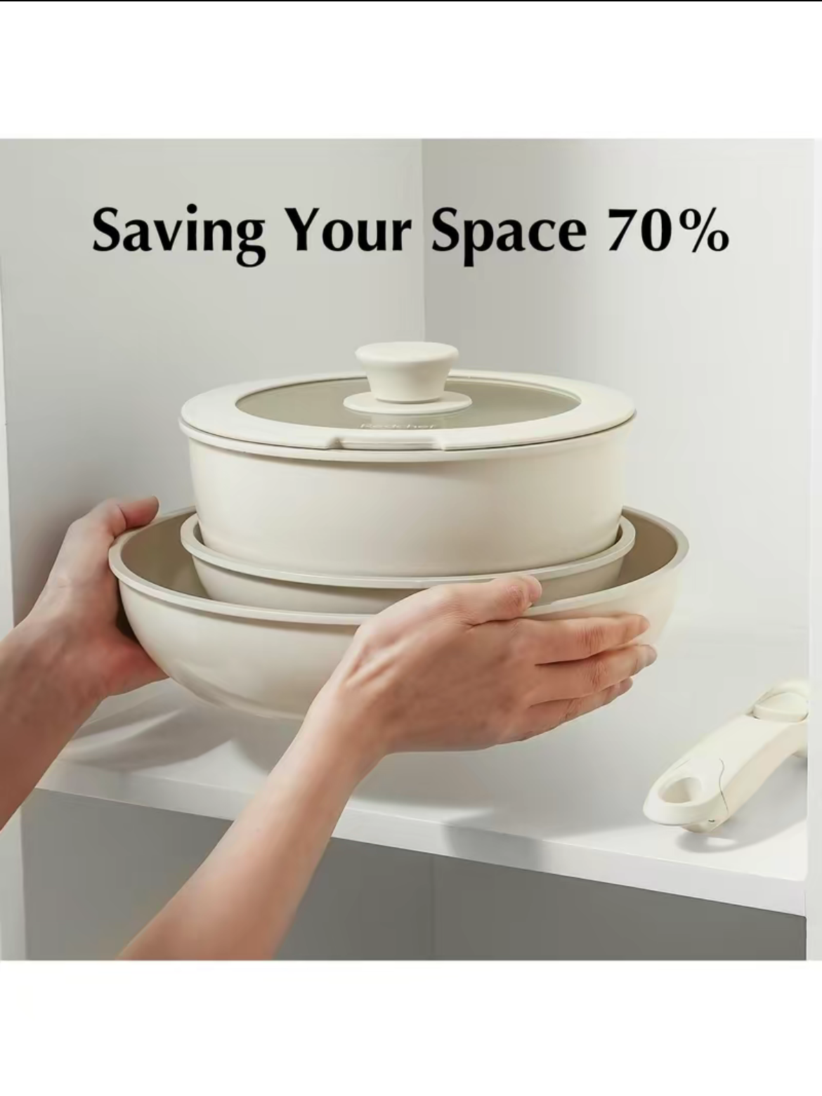 Redchef - ensemble de casseroles et poêles en céramique, antiadhésives, antiadhésives, Non toxiques, antiadhésives, sans PFAS PFOA et PTFE, poignée détachable, 5 pièces, ustensiles de cuisine pour camping-car