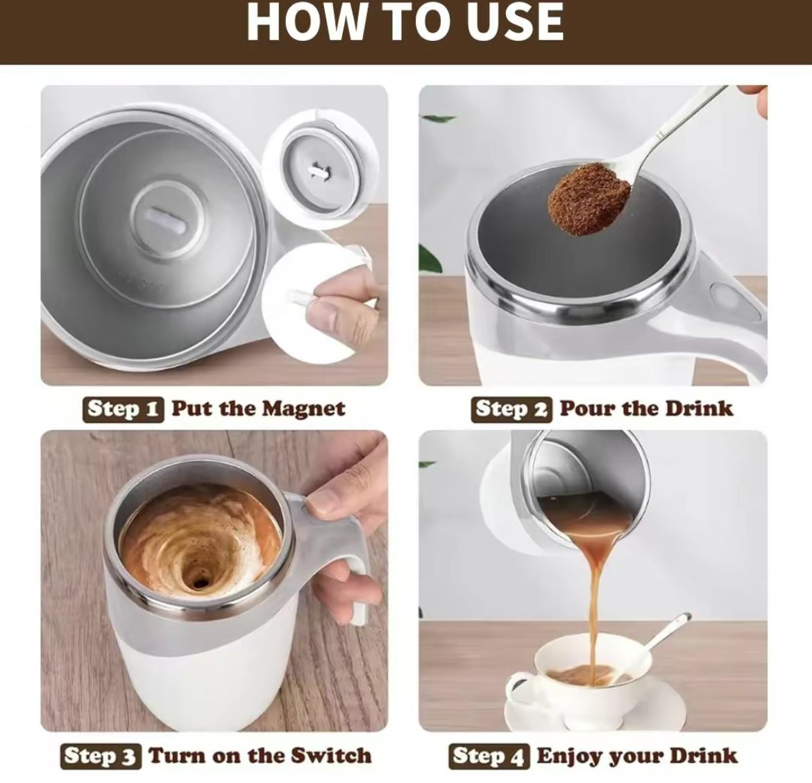 Tasse à agiter automatique, tasse paresseuse pour café, suppléments et boissons de bureau