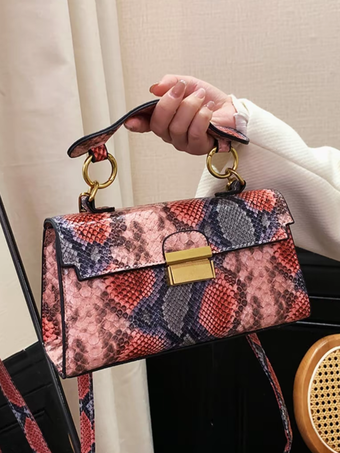 Fashionable Snakeskin Print Handbag, New Fashion Versatile Shoulder Bag, Crossbody Bag for Women, Casual Trendy Versatile High-quality Daily Commuting Bag