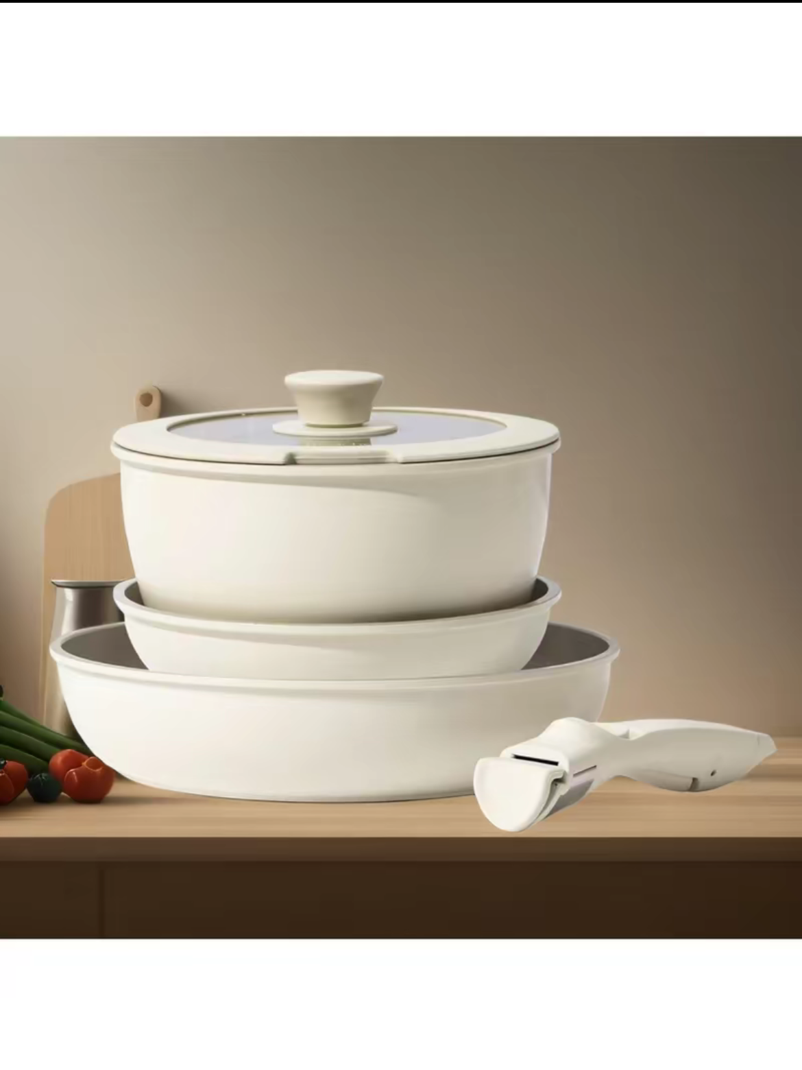 Redchef - ensemble de casseroles et poêles en céramique, antiadhésives, antiadhésives, Non toxiques, antiadhésives, sans PFAS PFOA et PTFE, poignée détachable, 5 pièces, ustensiles de cuisine pour camping-car