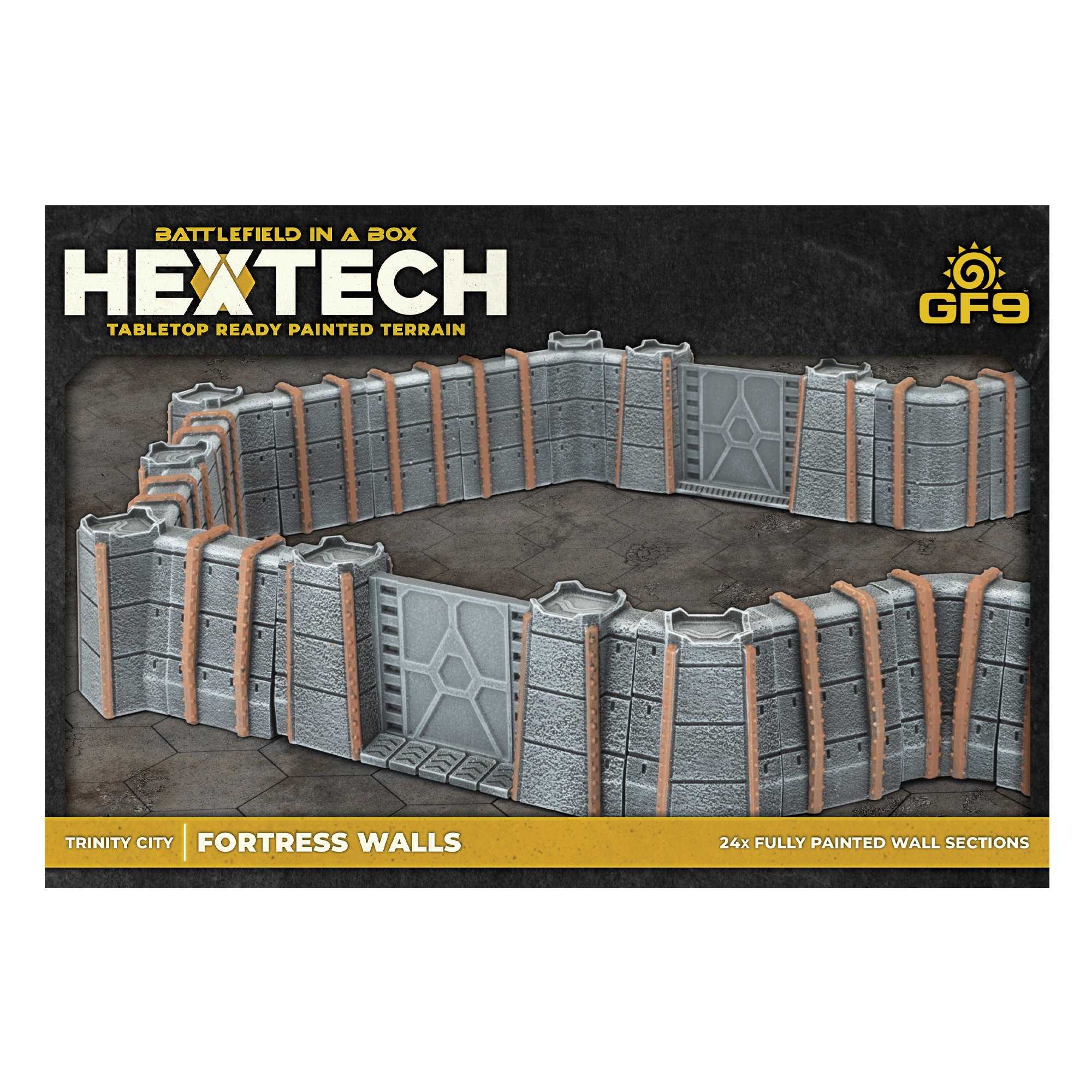 Hextech Tabletop Ready Painted Terrain: Trinity City Walls - Grey