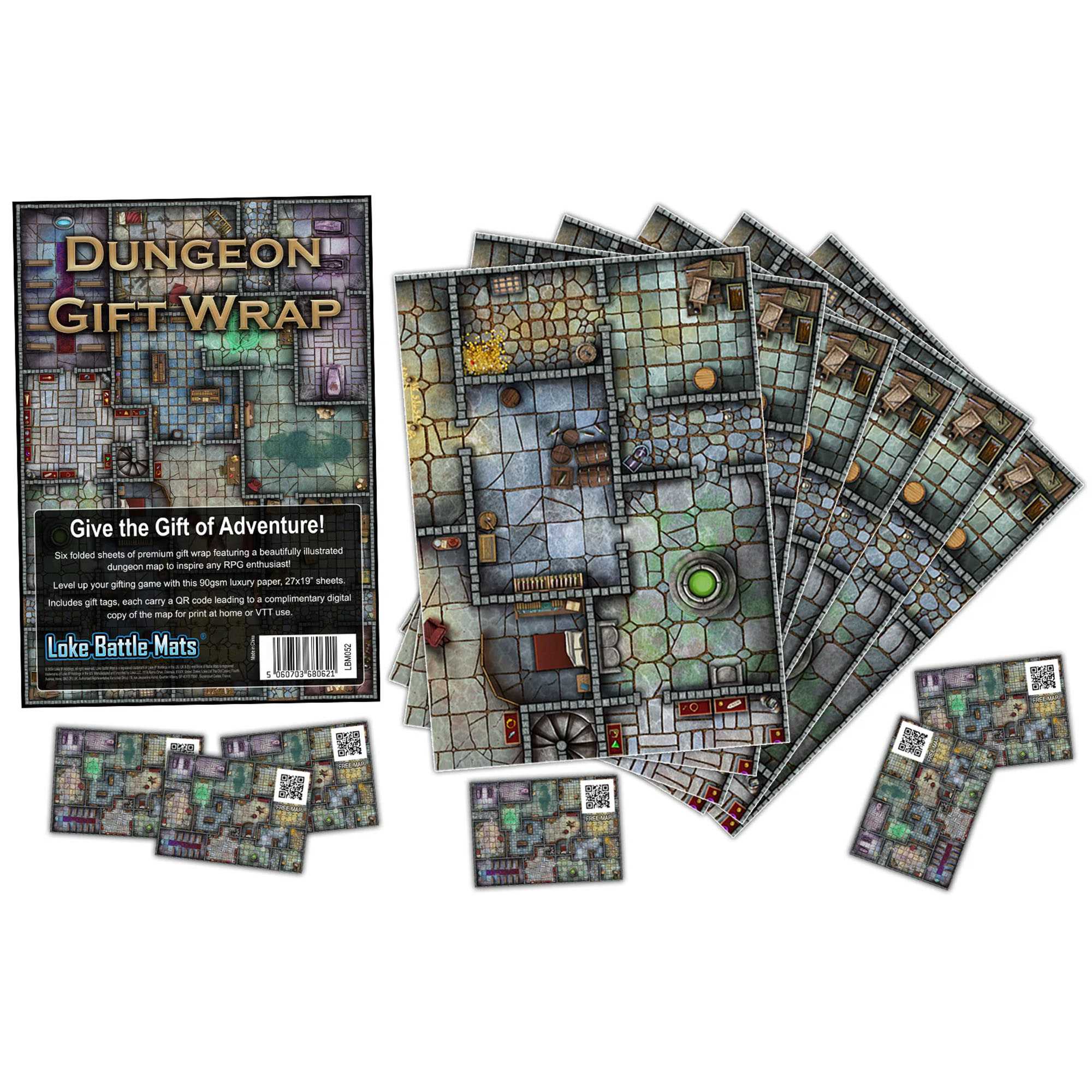 Dungeon Gift Wrap (Pack of 6 Sheets with Tags)