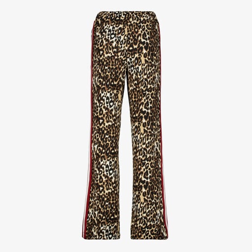 Dames wide leg broek met luipaardprint en bies