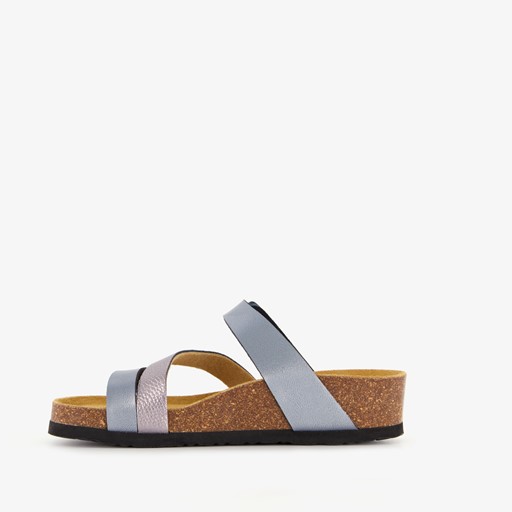 Dames sleehak slippers zilvergrijs