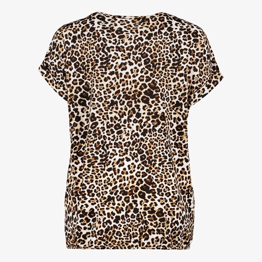 Dames T-shirt met panterprint bruin