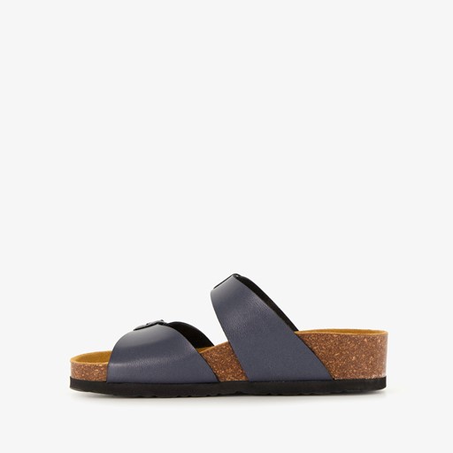 Dames bio slippers met sleehak zwart