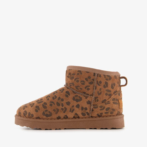 Gevoerde meisjes boots met panterprint bruin