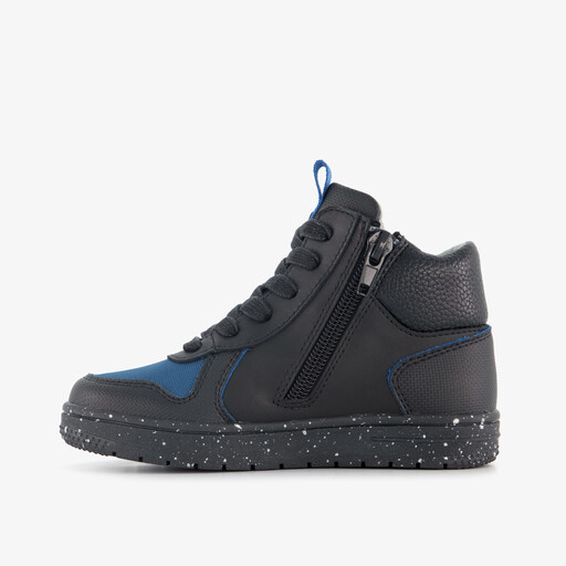 Leren hoge jongens sneakers zwart blauw