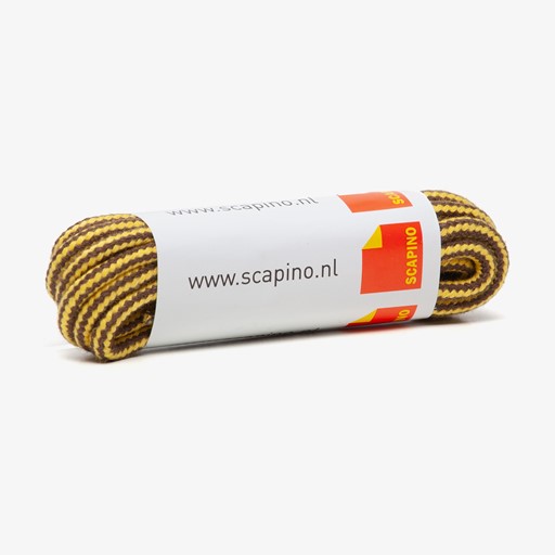 Bruin gele veters rond 120 cm