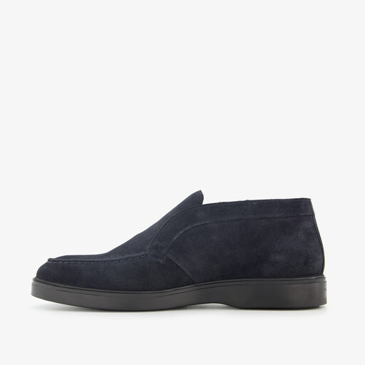 Suède heren instappers donkerblauw