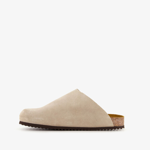Suede dames clogs taupe