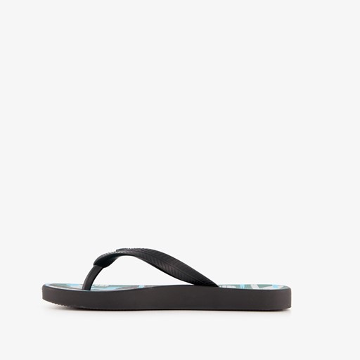 Kinder teenslippers zwart met zeilboot