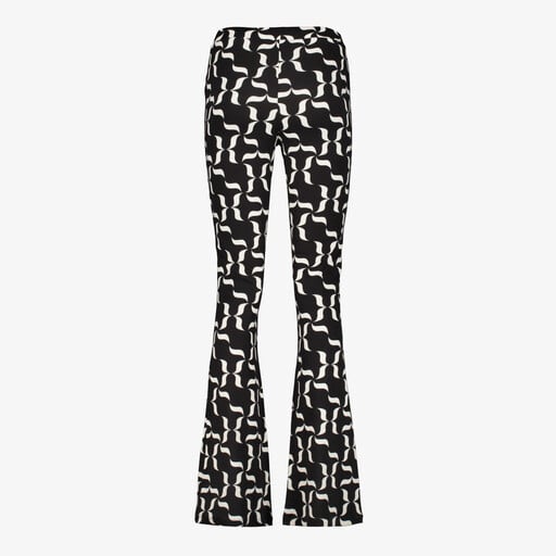 Dames flared broek met print zwart wit