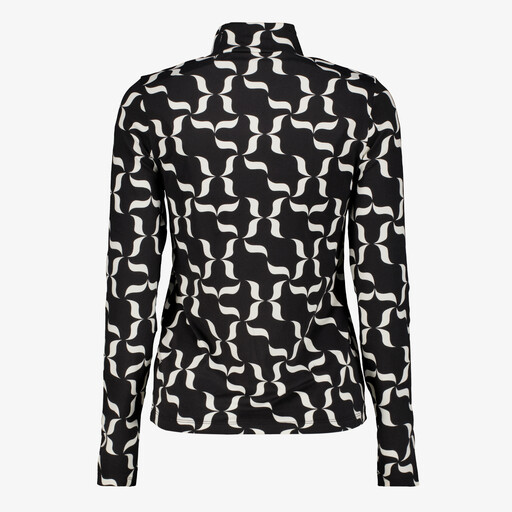Dames top met lange mouwen en print zwart wit