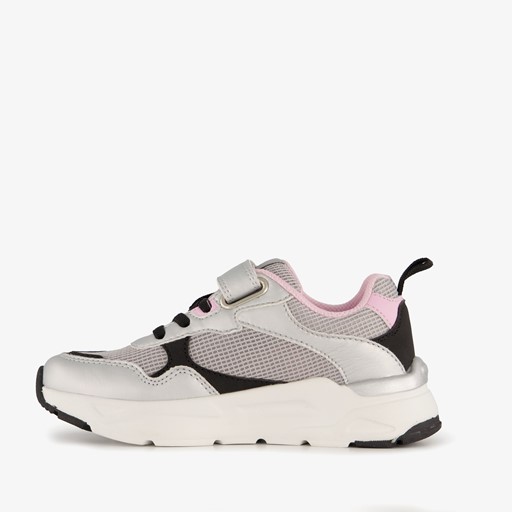 Metallic sneakers met roze details